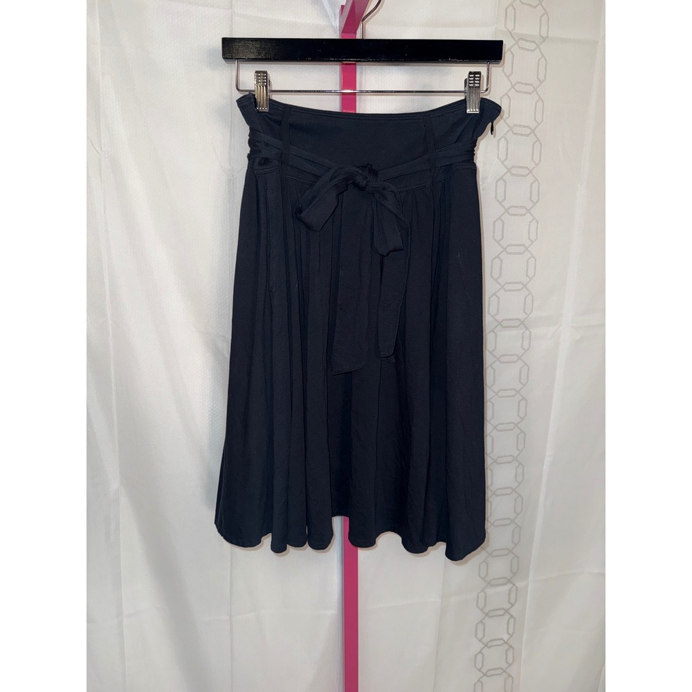 Theory Navy Tie Waist Midi Skirt Size 4 Pleated A Line Casual Workwear